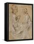 Deux études d'une femme assise-Jean Antoine Watteau-Framed Stretched Canvas