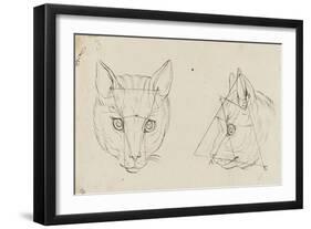 Deux études de têtes de chats-Charles Le Brun-Framed Giclee Print