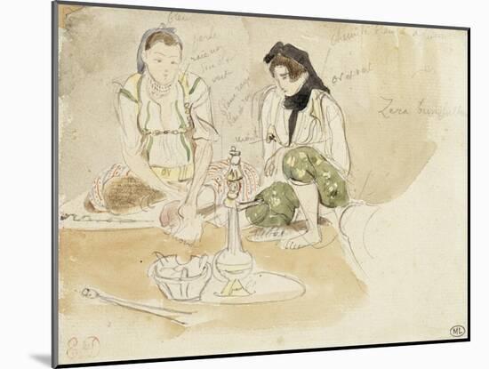 Deux Femmes arabes assises; Etude pour les Femmes d'Alger-Eugene Delacroix-Mounted Giclee Print