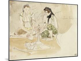 Deux Femmes arabes assises; Etude pour les Femmes d'Alger-Eugene Delacroix-Mounted Giclee Print