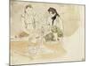 Deux Femmes arabes assises; Etude pour les Femmes d'Alger-Eugene Delacroix-Mounted Giclee Print