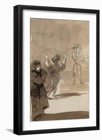 Deux figures et une apparition d'homme : Hamlet et le spectre de son père; d'après Shakespeare-Eugene Delacroix-Framed Giclee Print