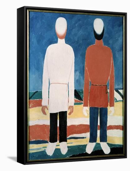 Deux Figures Masculines (Two Male Figures). Peinture De Kasimir Severinovich Malevitch (Malevich, M-Kazimir Severinovich Malevich-Framed Stretched Canvas