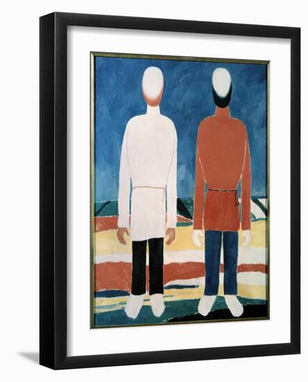 Deux Figures Masculines (Two Male Figures). Peinture De Kasimir Severinovich Malevitch (Malevich, M-Kazimir Severinovich Malevich-Framed Giclee Print