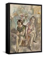 Deux fillettes assises-Jules Pascin-Framed Stretched Canvas