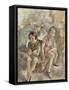 Deux fillettes assises-Jules Pascin-Framed Stretched Canvas