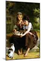 Deux Fillies Avec Un Panier De Chatons-Emile Munier-Mounted Art Print