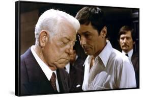 DEUX HOMMES DANS LA VILLE, 1973 directed by JOSE GIOVANNI Jean Gabin and Alain Delon (photo)-null-Framed Stretched Canvas