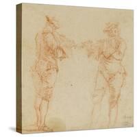 Deux hommes debout jouant de la flûte-Nicolas Lancret-Stretched Canvas