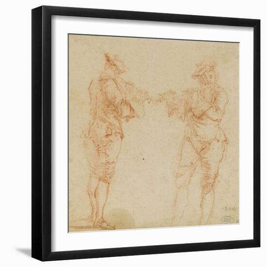 Deux hommes debout jouant de la flûte-Nicolas Lancret-Framed Giclee Print