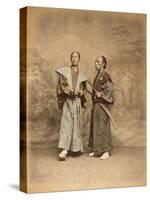 Deux hommes en costume traditionnel, samouraï-null-Stretched Canvas
