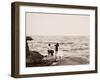 Deux hommes et 2 enfants se baignant entre les rochers de la Villa Salles à Beaulieu-null-Framed Giclee Print