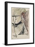 Deux jambes avec bottines sous une jupe rouge, devant un guéridon-Edouard Manet-Framed Giclee Print