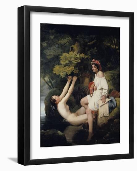 Deux jeunes filles se baignant dans le lac de Nemi-Jean Victor Schnetz-Framed Giclee Print