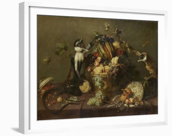 Deux singes pillant une corbeille de fruits-Frans Snyders-Framed Giclee Print