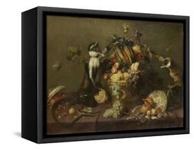 Deux singes pillant une corbeille de fruits-Frans Snyders-Framed Stretched Canvas