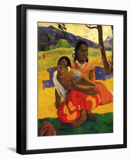 Deux Thaitiennes Accroupiees-Paul Gauguin-Framed Art Print