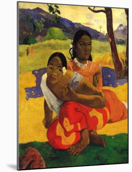 Deux Thaitiennes Accroupiees-Paul Gauguin-Mounted Art Print