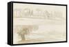 Deux vues de la villa Borghese-Pierre Henri de Valenciennes-Framed Stretched Canvas