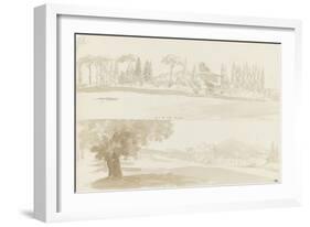 Deux vues de la villa Borghese-Pierre Henri de Valenciennes-Framed Giclee Print