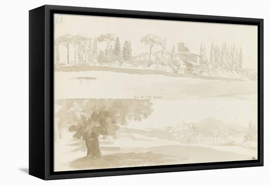 Deux vues de la villa Borghese-Pierre Henri de Valenciennes-Framed Stretched Canvas
