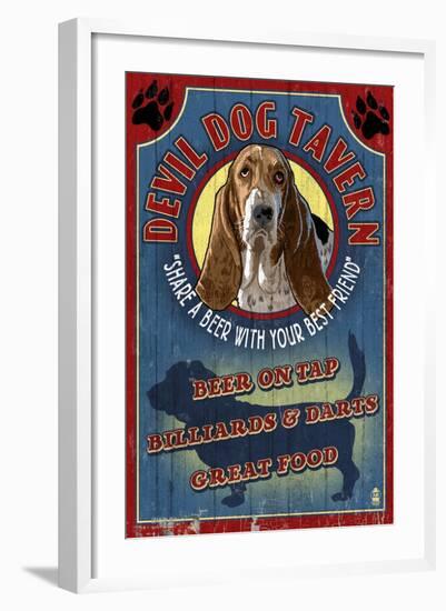 Devil Dog Tavern - Basset Hound-Lantern Press-Framed Art Print