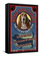 Devil Dog Tavern - Basset Hound-Lantern Press-Framed Stretched Canvas