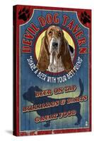 Devil Dog Tavern - Basset Hound-Lantern Press-Stretched Canvas