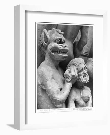 Devil Pushing a Damned Person in the Fire, from the Last Judgement of the Cathedral of St. Etienne-null-Framed Giclee Print