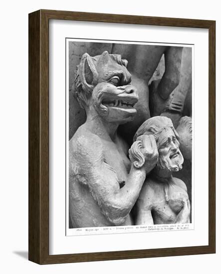 Devil Pushing a Damned Person in the Fire, from the Last Judgement of the Cathedral of St. Etienne-null-Framed Giclee Print