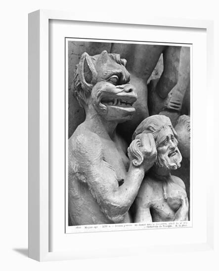 Devil Pushing a Damned Person in the Fire, from the Last Judgement of the Cathedral of St. Etienne-null-Framed Giclee Print