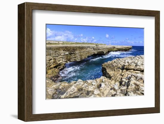 Devil's Bridge, geological limestone rock formation and arch, Willikies, Antigua-Eleanor Scriven-Framed Photographic Print