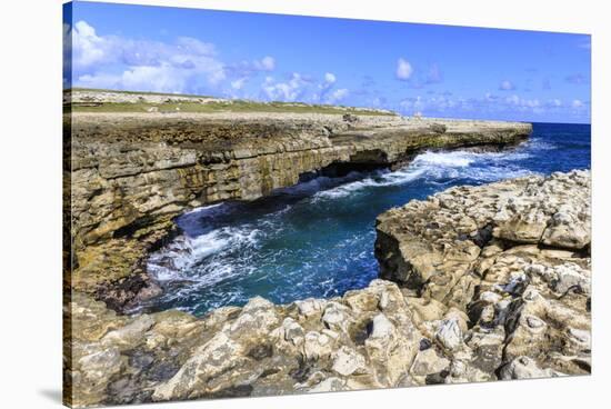 Devil's Bridge, geological limestone rock formation and arch, Willikies, Antigua-Eleanor Scriven-Stretched Canvas