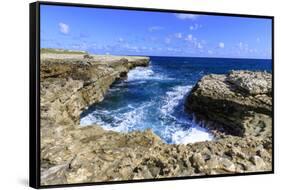 Devil's Bridge, geological limestone rock formation and arch, Willikies, Antigua-Eleanor Scriven-Framed Stretched Canvas