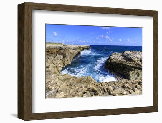 Devil's Bridge, geological limestone rock formation and arch, Willikies, Antigua-Eleanor Scriven-Framed Photographic Print