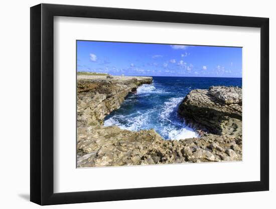 Devil's Bridge, geological limestone rock formation and arch, Willikies, Antigua-Eleanor Scriven-Framed Photographic Print