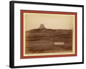 Devil's Tower and Mo. Buttes. Ryan's Ranch in Foreground, 2 Miles from Camera to Tower-John C. H. Grabill-Framed Giclee Print