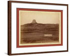 Devil's Tower and Mo. Buttes. Ryan's Ranch in Foreground, 2 Miles from Camera to Tower-John C. H. Grabill-Framed Giclee Print