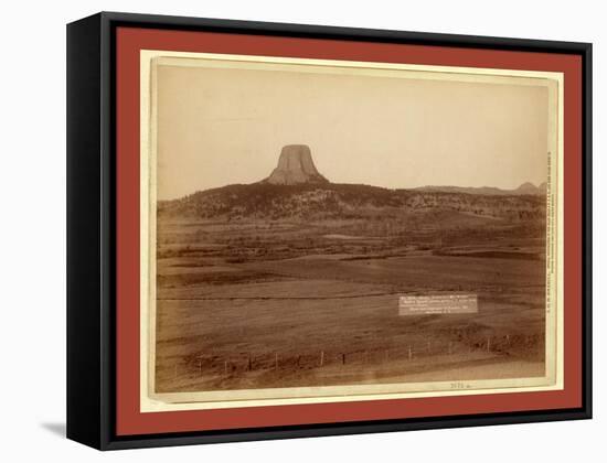 Devil's Tower and Mo. Buttes. Ryan's Ranch in Foreground, 2 Miles from Camera to Tower-John C. H. Grabill-Framed Stretched Canvas