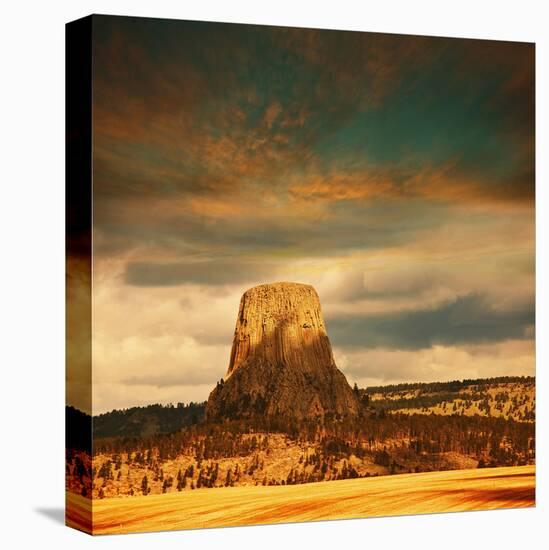 Devil's Tower at Dusk-null-Stretched Canvas