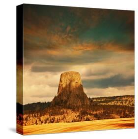 Devil's Tower at Dusk-null-Stretched Canvas