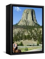 Devil's Tower National Monument, Wyoming, USA-Ethel Davies-Framed Stretched Canvas