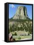 Devil's Tower National Monument, Wyoming, USA-Ethel Davies-Framed Stretched Canvas