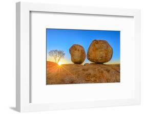 Devils Marbles, the Eggs of mythical Rainbow Serpent, at Karlu Karlu Conservation Reserve-Alberto Mazza-Framed Photographic Print