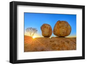 Devils Marbles, the Eggs of mythical Rainbow Serpent, at Karlu Karlu Conservation Reserve-Alberto Mazza-Framed Photographic Print