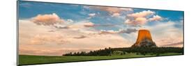 Devils Tower Against Cloudy Sky at Dusk, Devils Tower National Monument, Crook County, Wyoming, USA-null-Mounted Photographic Print