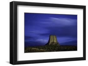 Devils Tower Sunset & Star Trails-Steve Gadomski-Framed Premium Photographic Print