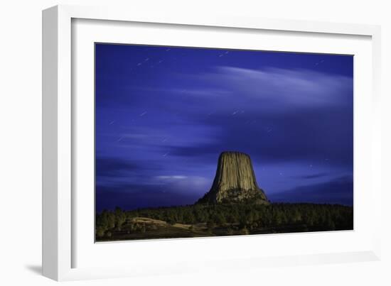 Devils Tower Sunset & Star Trails-Steve Gadomski-Framed Photographic Print