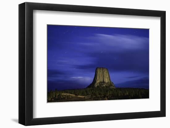 Devils Tower Sunset & Star Trails-Steve Gadomski-Framed Photographic Print