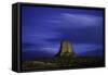 Devils Tower Sunset & Star Trails-Steve Gadomski-Framed Stretched Canvas